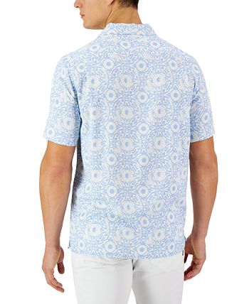 Club Room Men's Short-Sleeve Tile Shibori Silk Shirt, Created for Macy ...