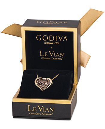 Godiva x Le Vian Enamel Heart Necklace 1/3 ct tw Diamonds 14K