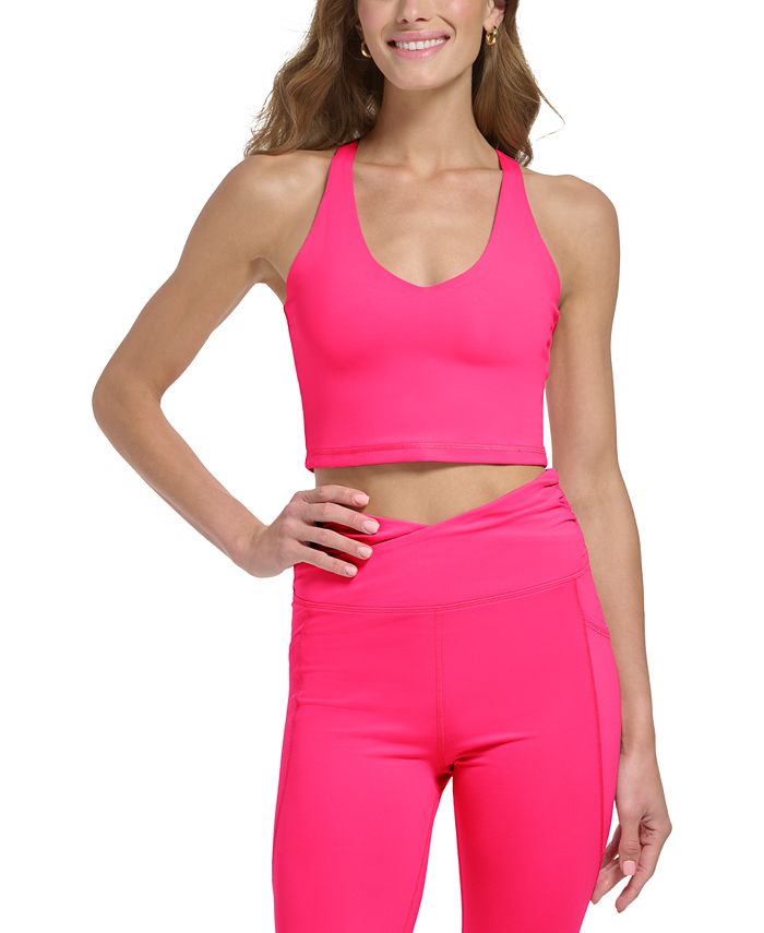 DKNY Women's Balance Compression Racerback Crop Bra Top & Reviews