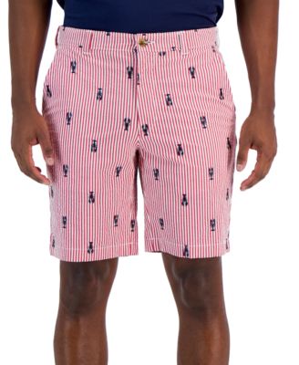 Club Room - Men's Jimmy Classic-Fit Lobster-Embroidered Seersucker Stripe 9" Shorts