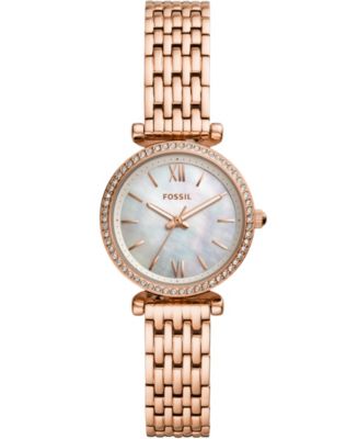 Fossil Carlie Mini Three-Hand Rose Gold-Tone Stainless Steel Watch 28mm ...