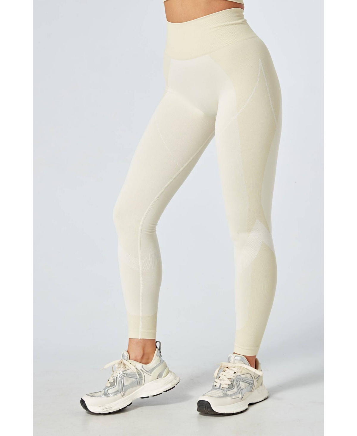 Women's Recycled Colour Block Body Fit Legging - Natural