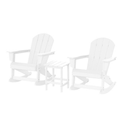 3 Piece set Outdoor Patio Poly Adirondack rocking chairs with side table