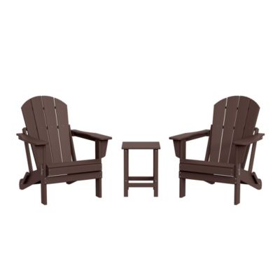 3 Piece Set Outdoor Folding Adirondack Chairs with Side Table
