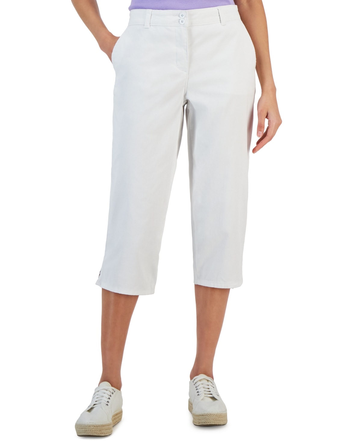 Petite Comfort Waist High-Rise Capri Pants, Created for Macy's - Bright White