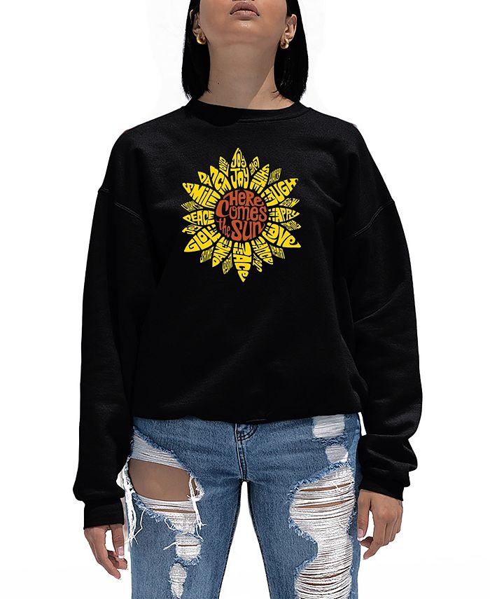 LA Pop Art Women's Sunflower Word Art Crewneck Sweatshirt - Macy's