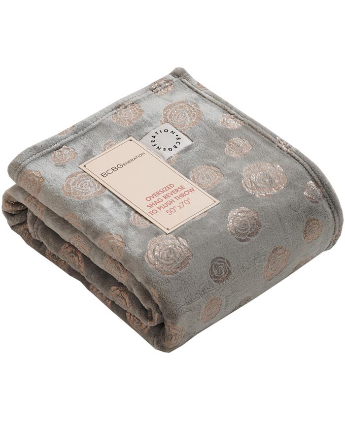 BCBGeneration Foil Printed Plush Throw Blanket, 50" x 70", Created for