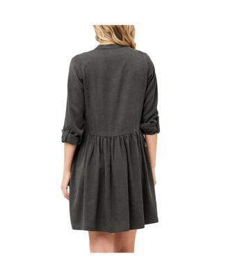 Maternity Demi Tencel Button Down Nursing Dress Olive