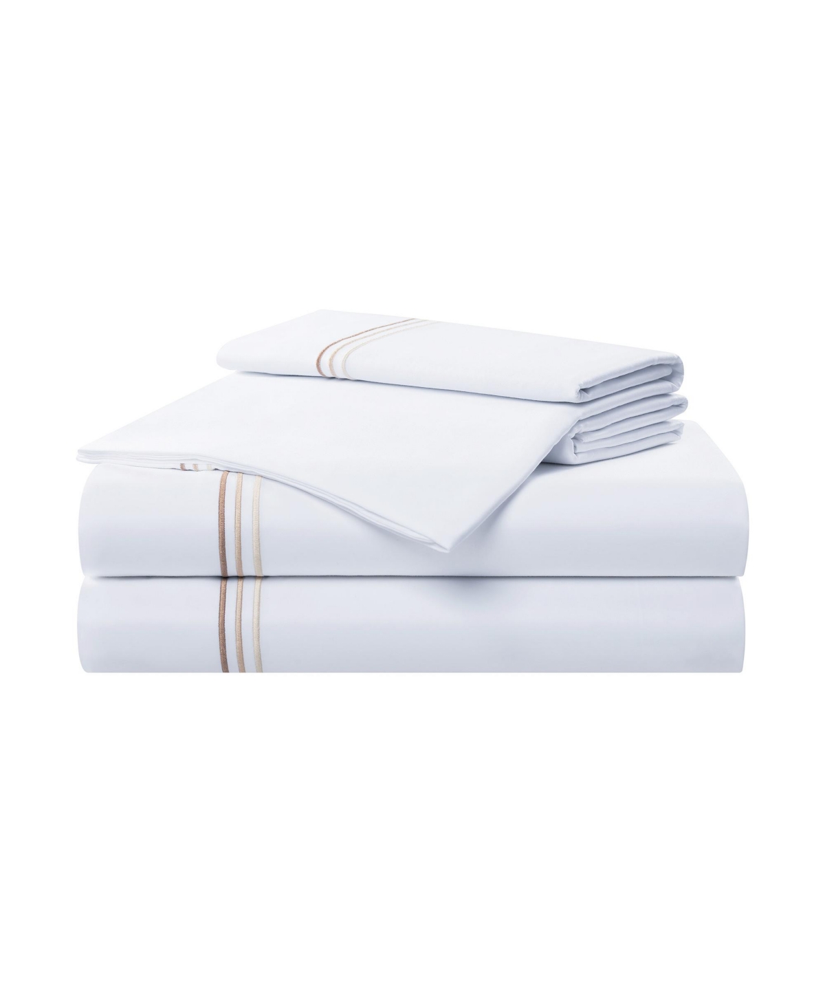 Aston And Arden Sateen Twin Sheet Set, 1 Flat Sheet, 1 Fitted Sheet, 2 Pillowcases, 600 Thread Count, Sateen Cotton, In Beige