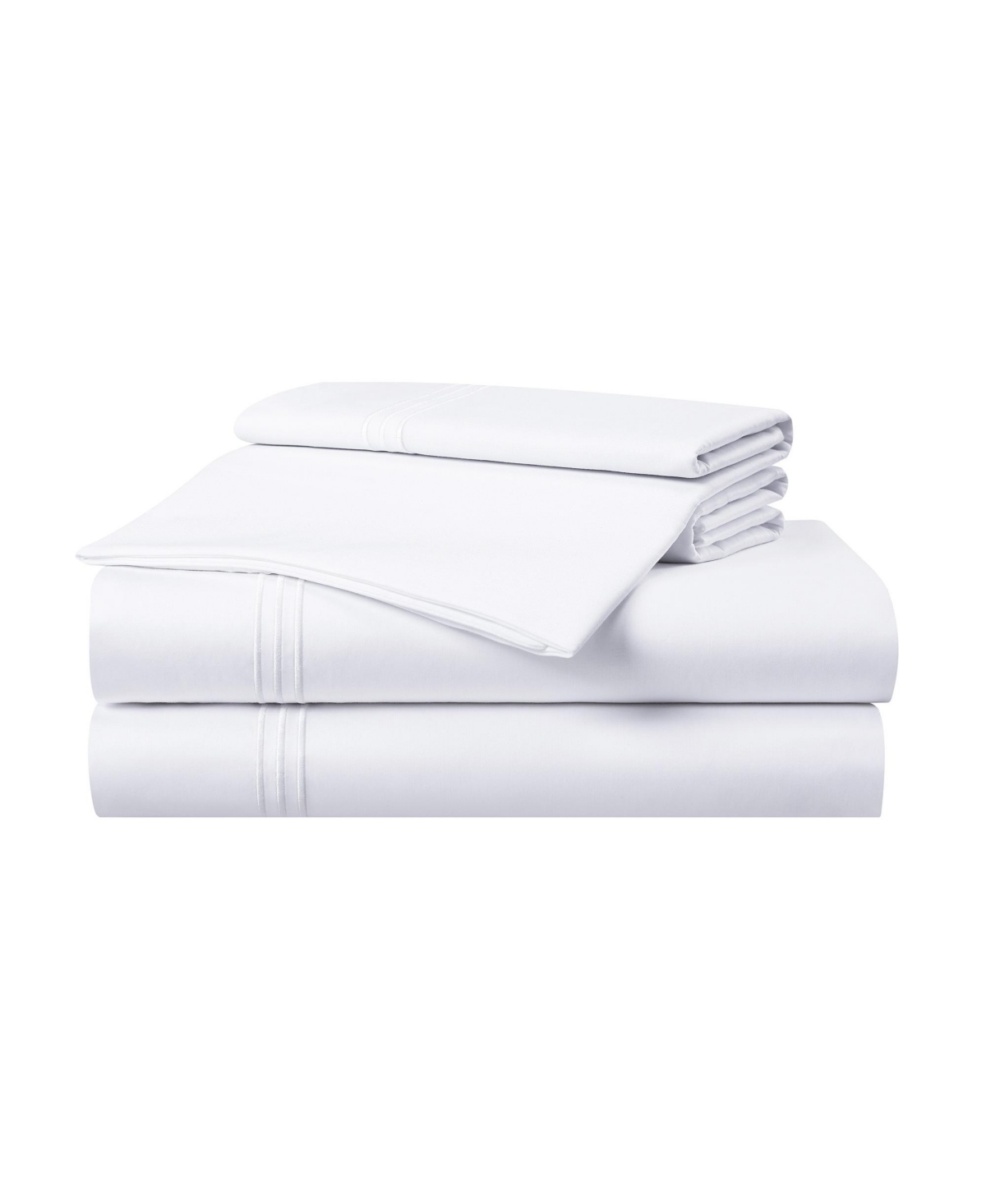 Aston And Arden Sateen Twin Sheet Set, 1 Flat Sheet, 1 Fitted Sheet, 2 Pillowcases, 600 Thread Count, Sateen Cotton, In White