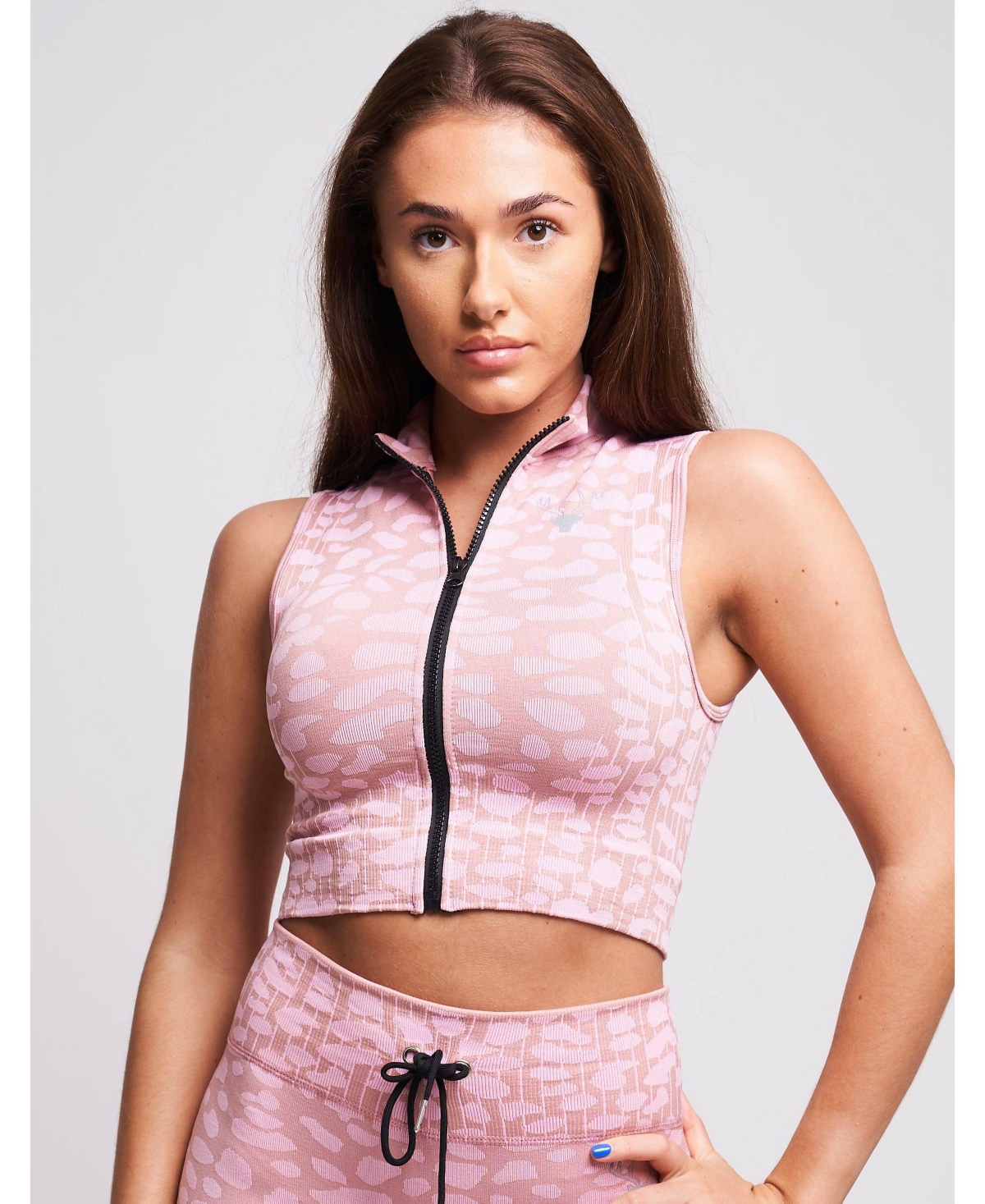 Women's Allure Recycled Leopard Zip Through Vest - Mink - Pink