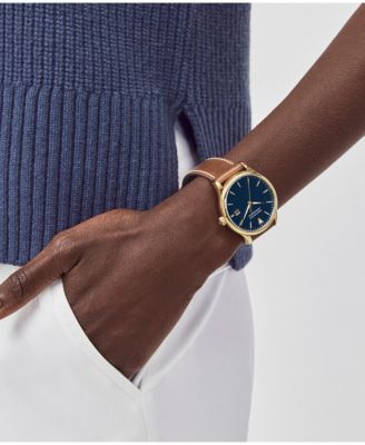 Men's Swiss Heritage Brown Leather Strap Watch 40mm