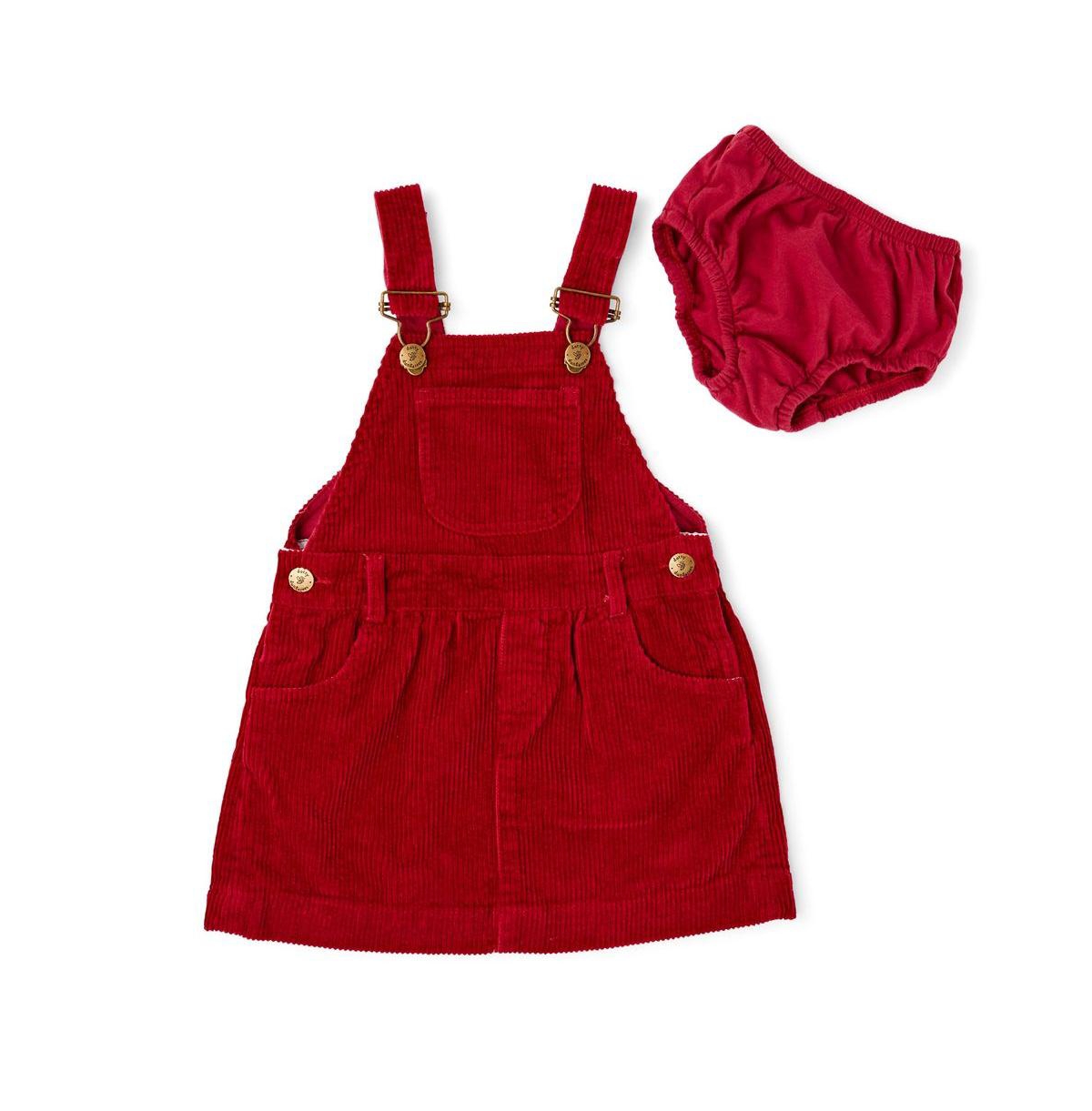 Dotty Dungarees Toddler Girl Chunky Cord Dress In Robin Red