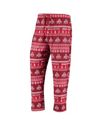 Men's Scarlet Ohio State Buckeyes Ugly Sweater Knit Long Sleeve Top and Pant Set