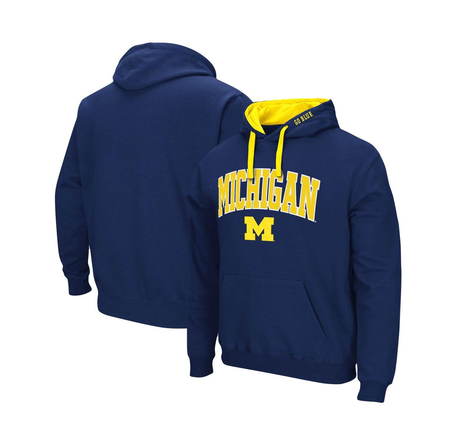 Men's Navy Michigan Wolverines Big and Tall Arch and Logo 2.0 Pullover Hoodie