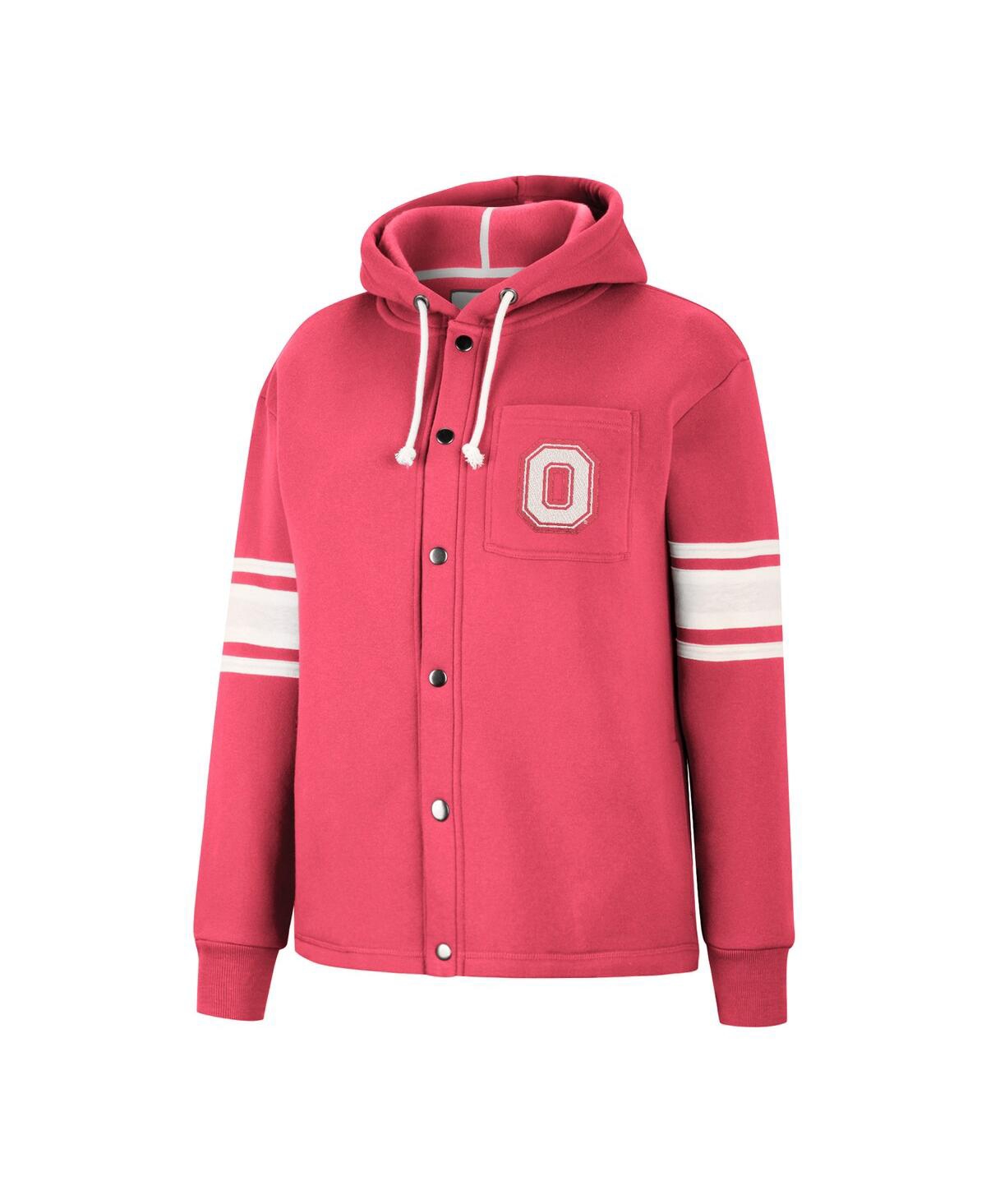 Shop Colosseum Women's  Scarlet Ohio State Buckeyes Mia Striped Full-snap Hoodie Jacket