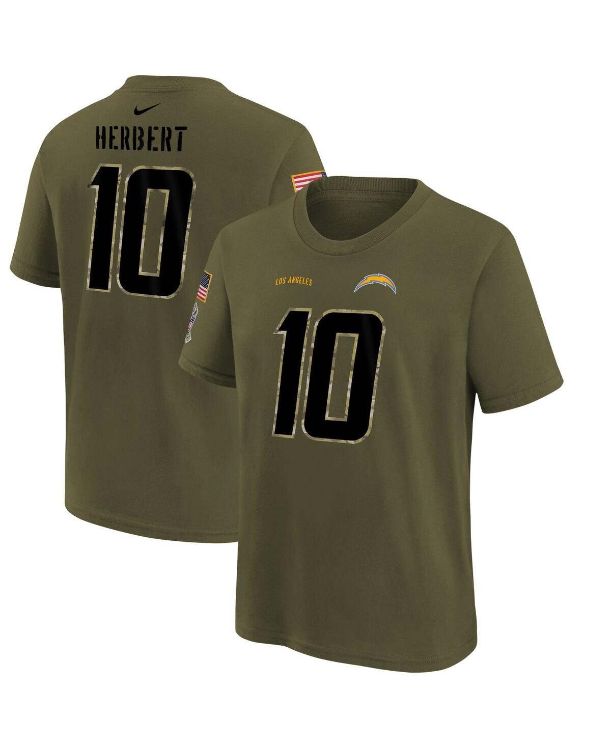 Shop Nike Big Boys  Justin Herbert Olive Los Angeles Chargers 2022 Salute To Service Name And Number T-shi