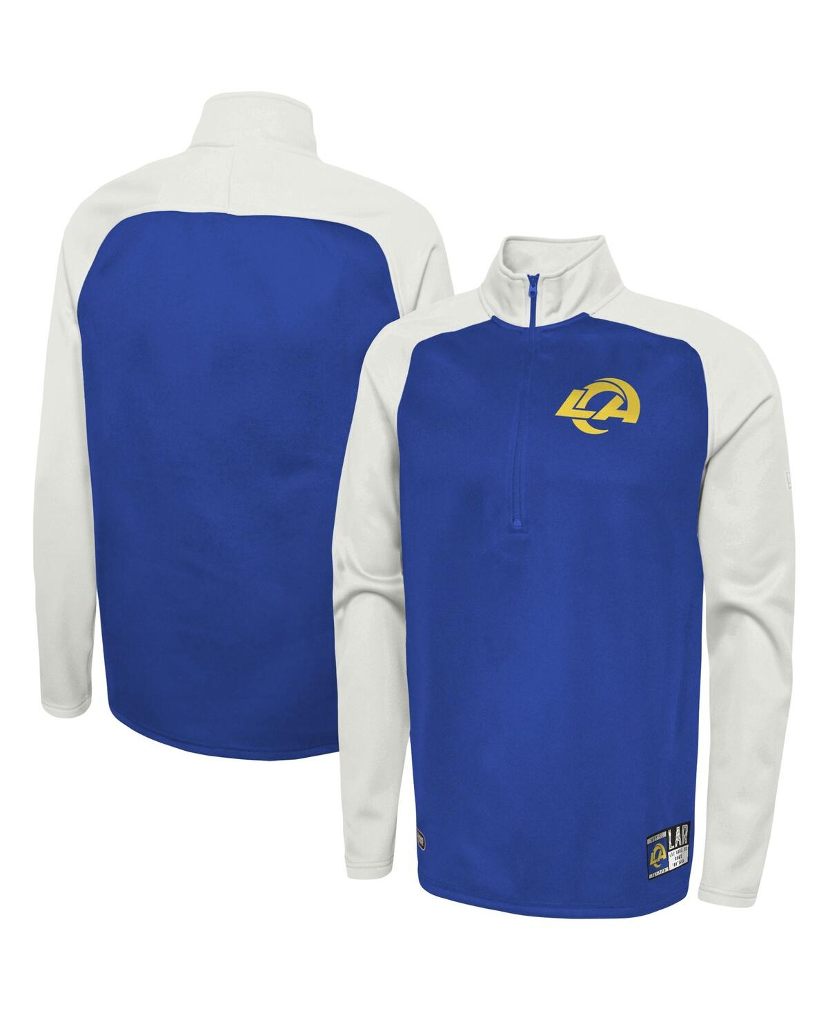 Shop New Era Men's  Royal Los Angeles Rams Combine Authentic O-line Raglan Half-zip Jacket