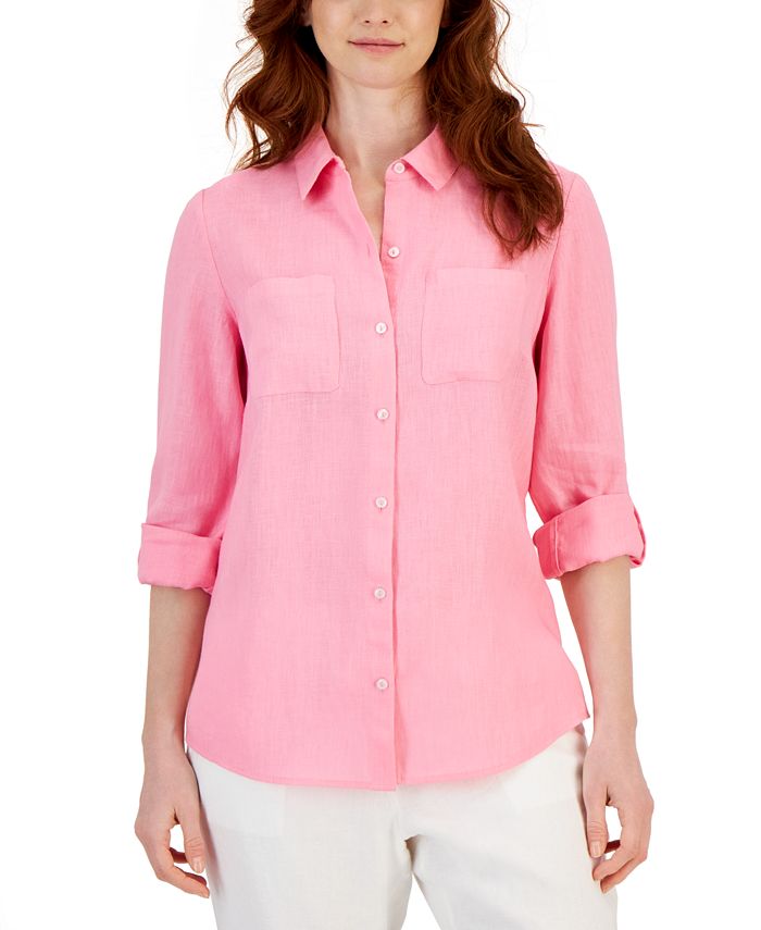 Charter Club Petite Linen Button-Front Shirt, Created for Macy's - Macy's
