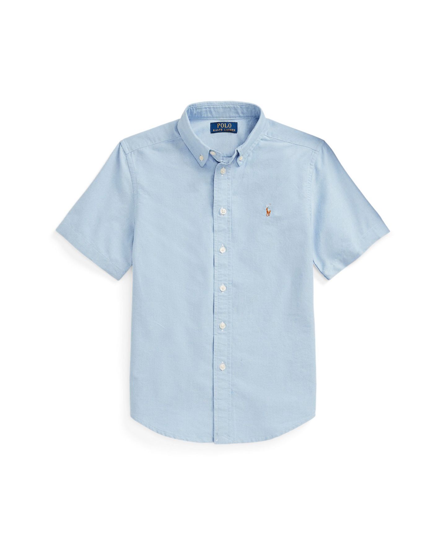 Рубашка Polo Ralph Lauren Cotton Oxford Short-Sleeve Shirt для мальчиков, цвет: Синий — фото 4