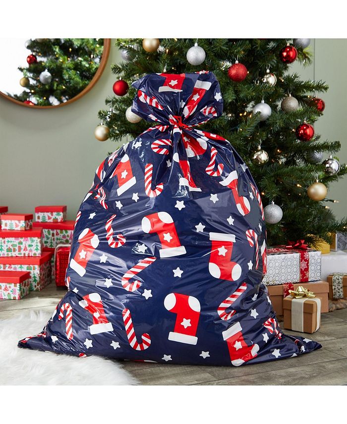 Juvale 6 Pack Jumbo Christmas Candy Cane Gift Bags, Large Plastic Gift