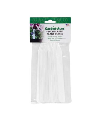 Garden Aces Plastic Plant Stakes, White, 6" Qty 24