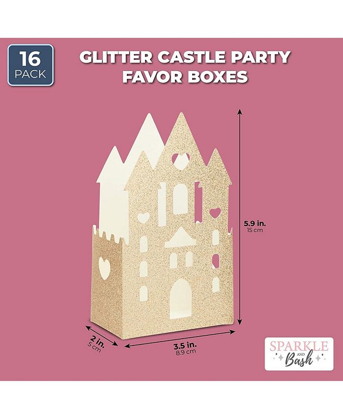 Sparkle and Bash Princess Party Supplies, Gold Favor Boxes (16 Pack ...