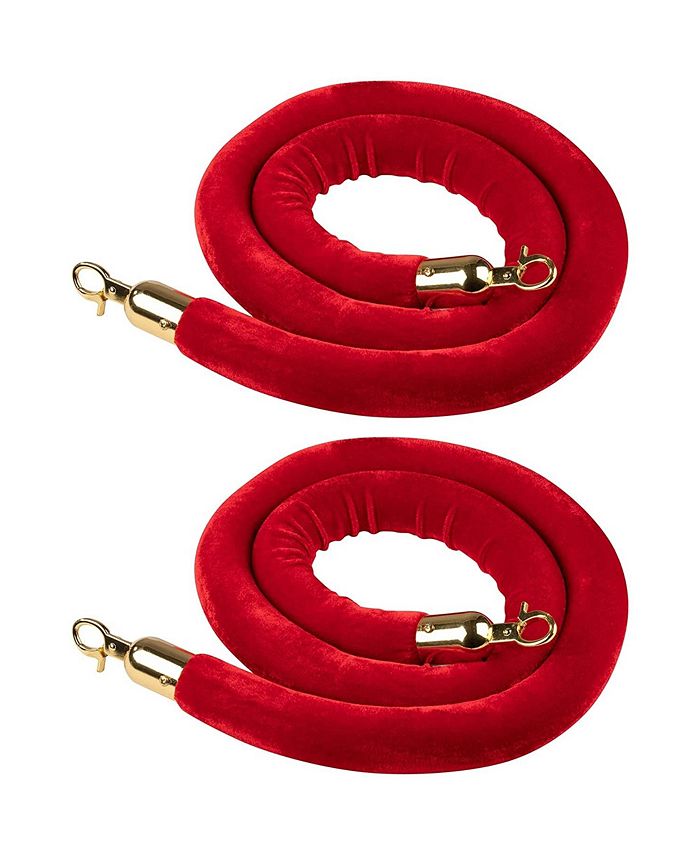 Juvale Set of 2 Red Velvet Stanchion Rope, 5Foot Crowd Control