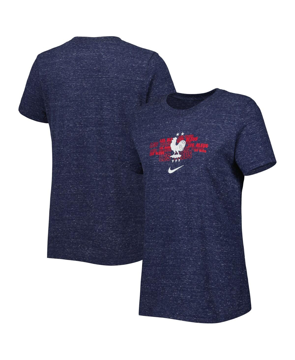 Shop Nike Women's  Navy France National Team Varsity Space-dye T-shirt