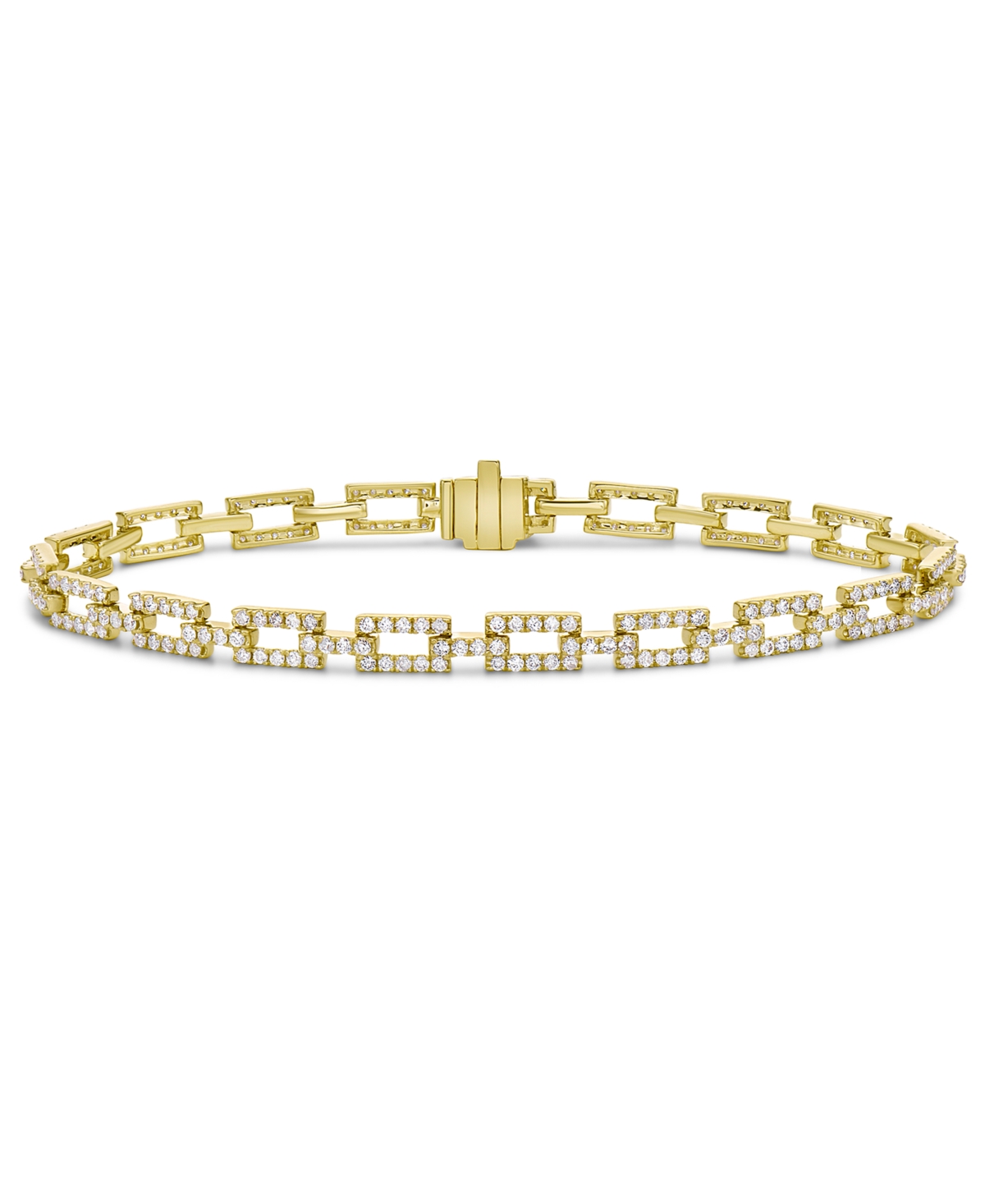 Macy's Diamond Square Link Bracelet (2 Ct. T.w.) In 14k Gold In Yellow Gold
