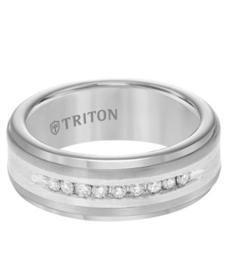 Men's Diamond Satin Finish Comfort Fit Wedding Band (1/4 ct. t.w.) in Tungsten Carbide & Sterling Silver