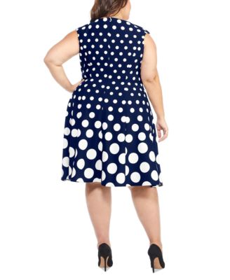 Plus Size Polka-Dot Fit & Flare Dress