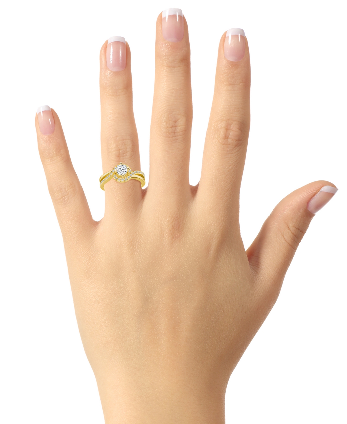 Diamond Swirl Halo Engagement Ring (3/4 ct. t.w.) in 14k White, Yellow or Rose Gold
