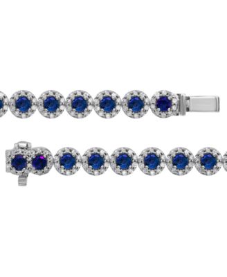 Sapphire (5-1/2 ct. t.w.) & Diamond (3 ct. t.w) Tennis Bracelet in 14k White Gold (Also in Ruby and Emerald)