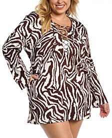 Plus Size Fierce Lace-Up Tunic Cover-Up