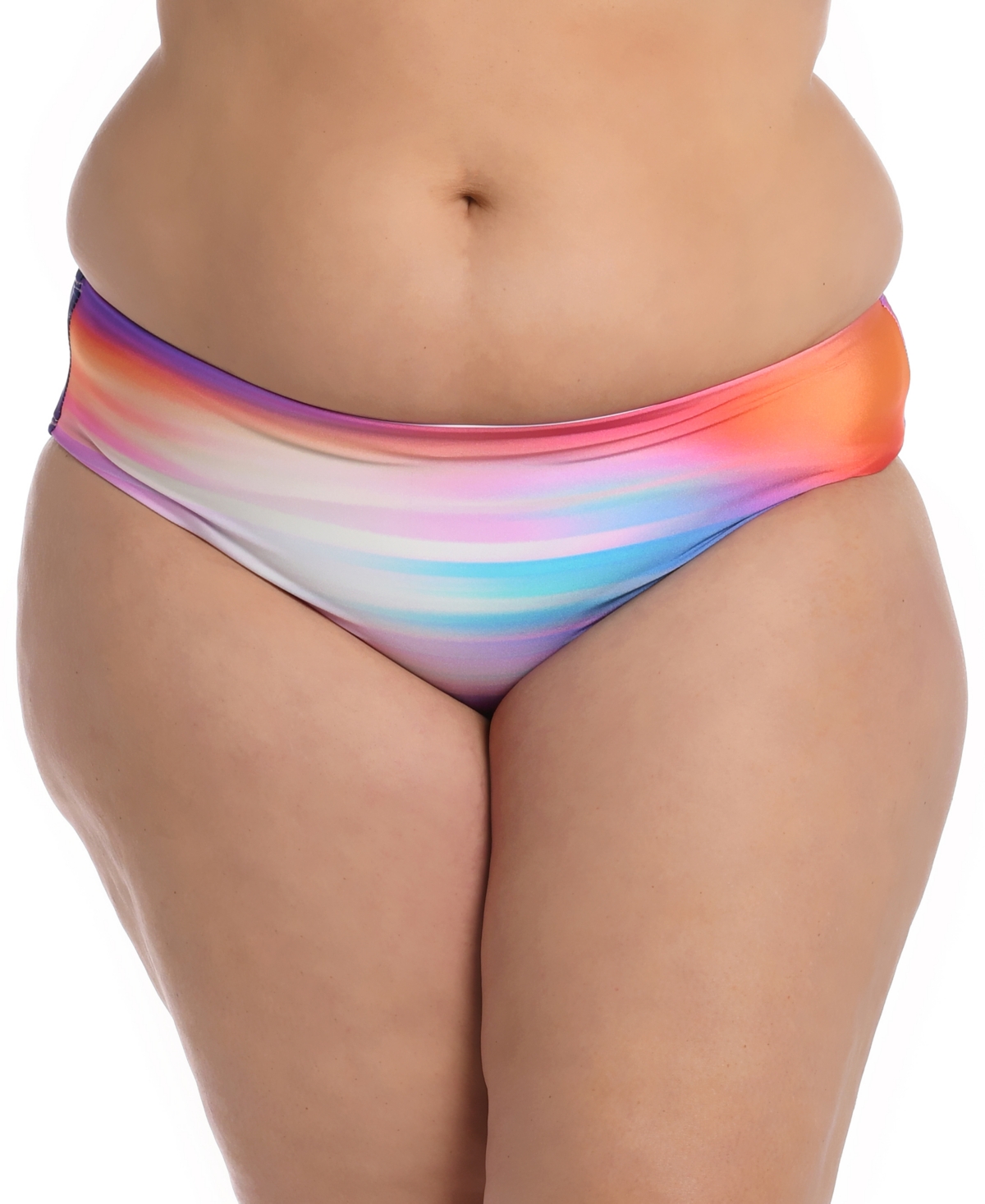 La Blanca Plus Size Sunset Shores Mid-waist Bikini Bottoms In Stripe Multi