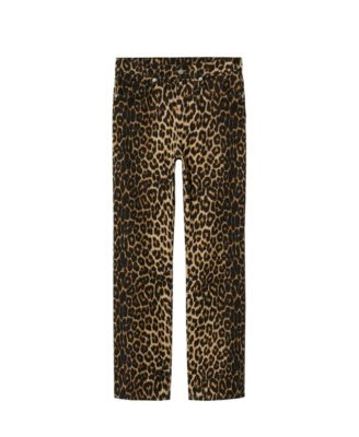 MANGO Women's Animal Print Straight Jeans