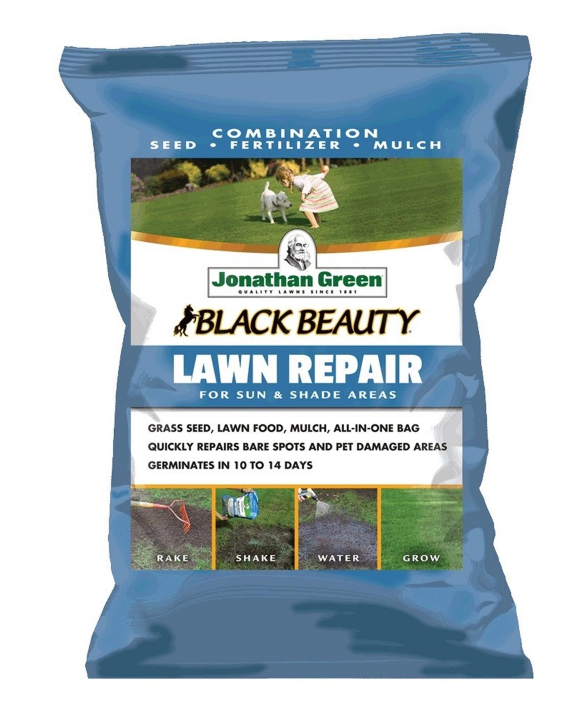Black Beauty Lawn Repair for Sun & Shade, 4.5lb bag - Brown