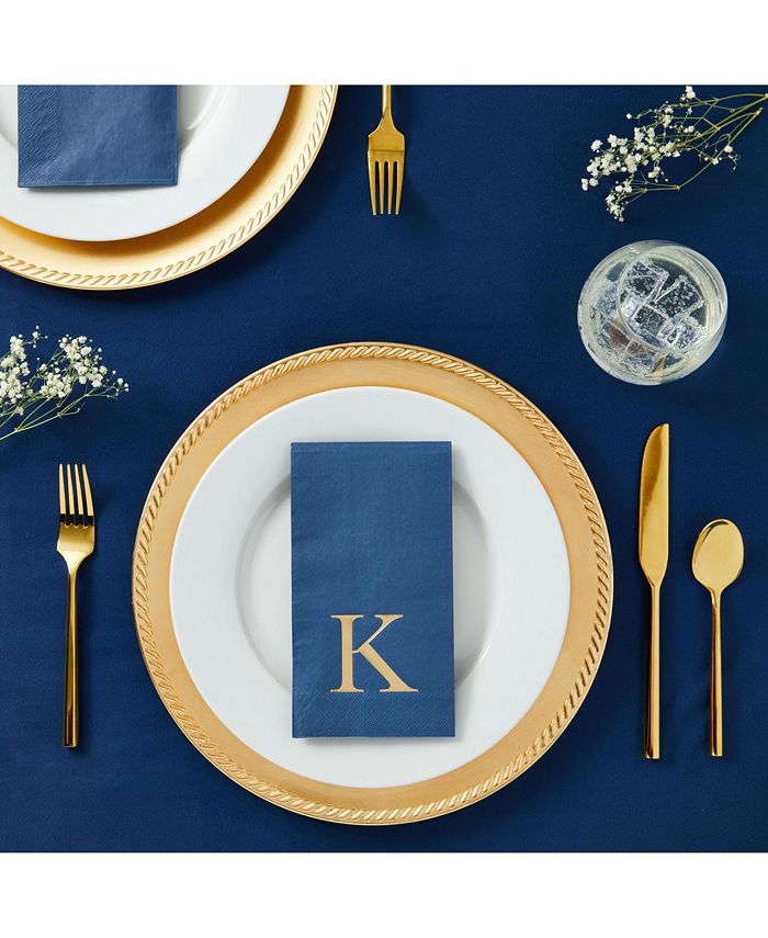 Sparkle and Bash 100 Pack Navy Blue Monogrammed Napkins with Letter K ...