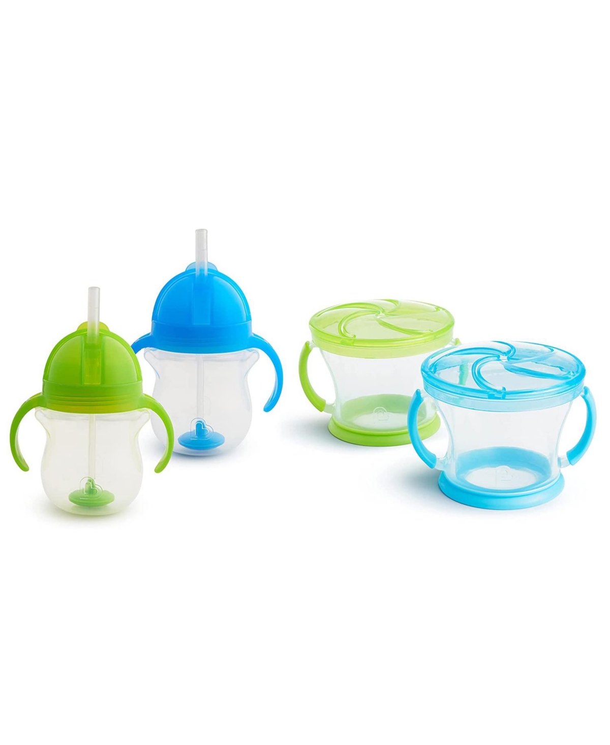 Munchkin Babies' Snack Catcher And Toddler Weighted Straw Sippy Cup 4 Piece Set, Boy In Assorted Pre-pack