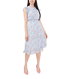 Women's Daisy Print Smocked-Waist Midi Dress
