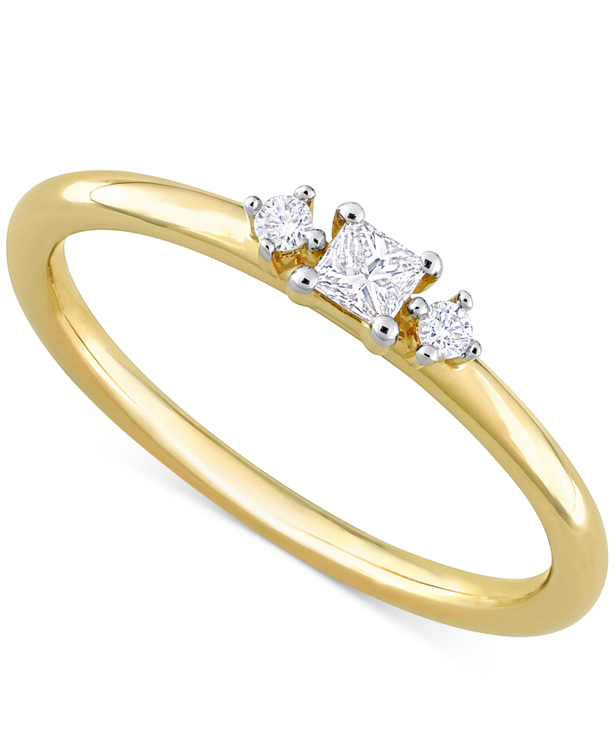 Macy's Diamond 3-stone Engagement Ring (1/6 Ct. T.w.) In 14k Gold In Yellow Gold