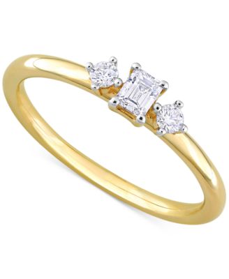 Macy s Emerald Cut Diamond 3 Stone Engagement Ring 1 4 ct. t.w. in 14k Gold Macy s