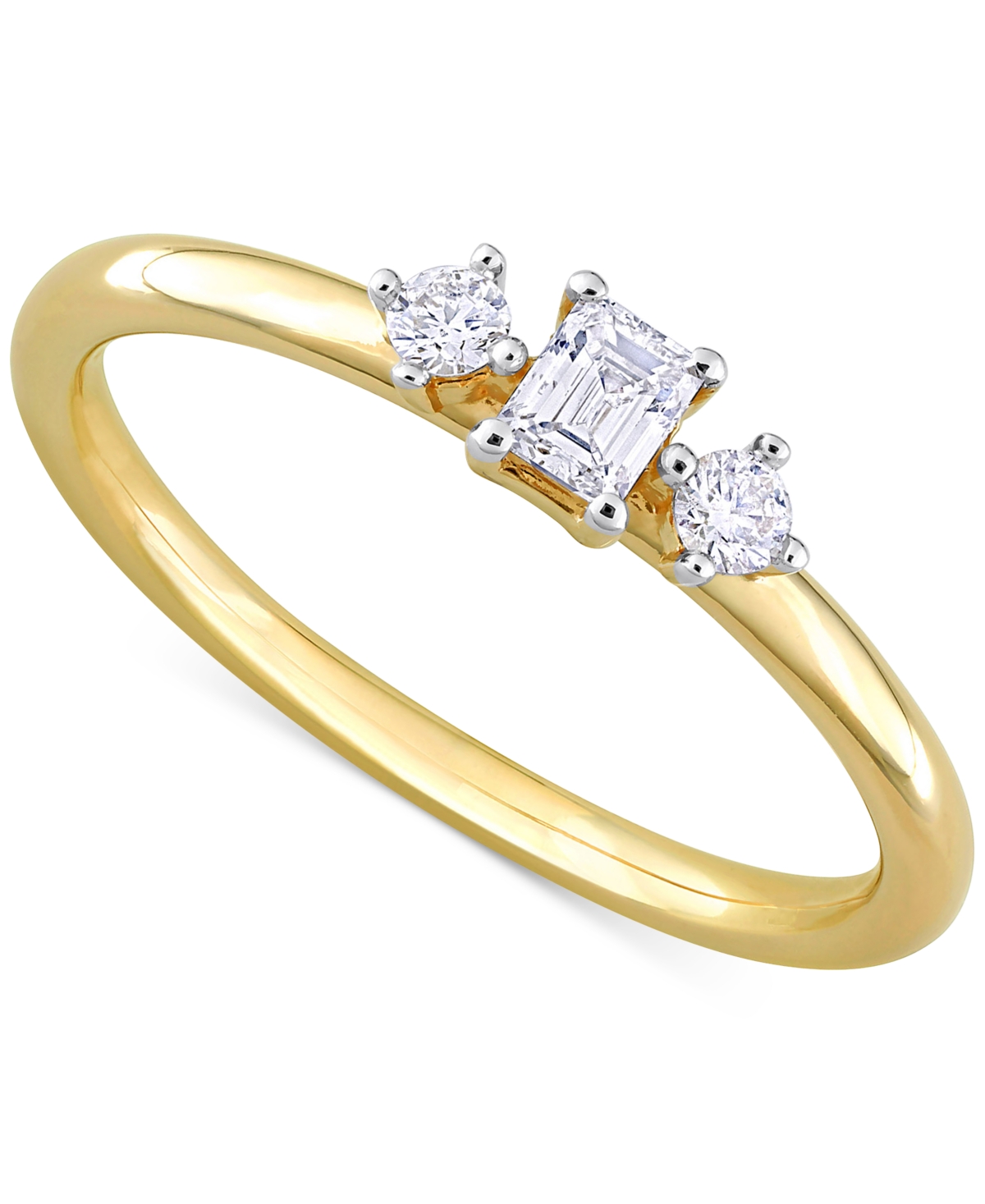 Macy's Emerald-cut Diamond 3-stone Engagement Ring (1/4 Ct. T.w.) In 14k Gold In Yellow Gold