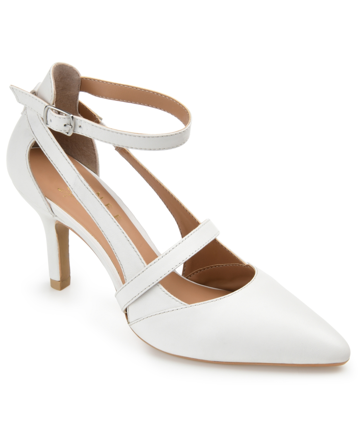 Shop Journee Signature Women's Vallerie Ankle Strap Pumps In White