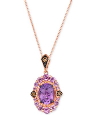 Le Vian - Grape Amethyst (1-3/4 ct. t.w.), Passion Fruit Tourmaline (5/8 ct. t.w.) Nude Diamond (1/20 ct. t.w.) & Chocolate Diamond (1/20 ct. t.w.) Pendant Necklace in 14k Rose Gold, 18" + 2" extender