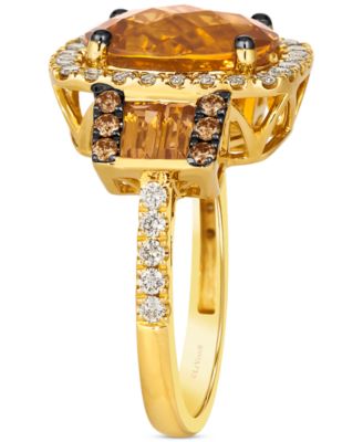 Cinnamon Citrine (4-1/4 ct. t.w.), Nude Diamond (5/8 ct. t.w.) & Chocolate Diamond (1/5 ct. t.w.) Statement Ring in 14k Gold