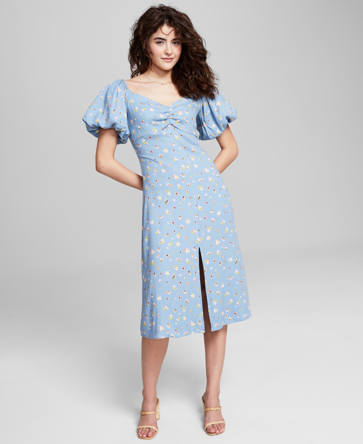 And Now This Women's Floral-Print Balloon-Sleeve A-Line Dress