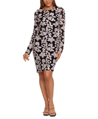 Betsy & Adam Women's Embroidered Mesh Sheath Dress - Macy's