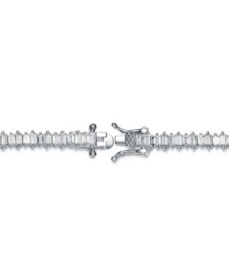 Sterling Silver with Rhodium Plated Clear Cubic Zirconia Tennis Bracelet